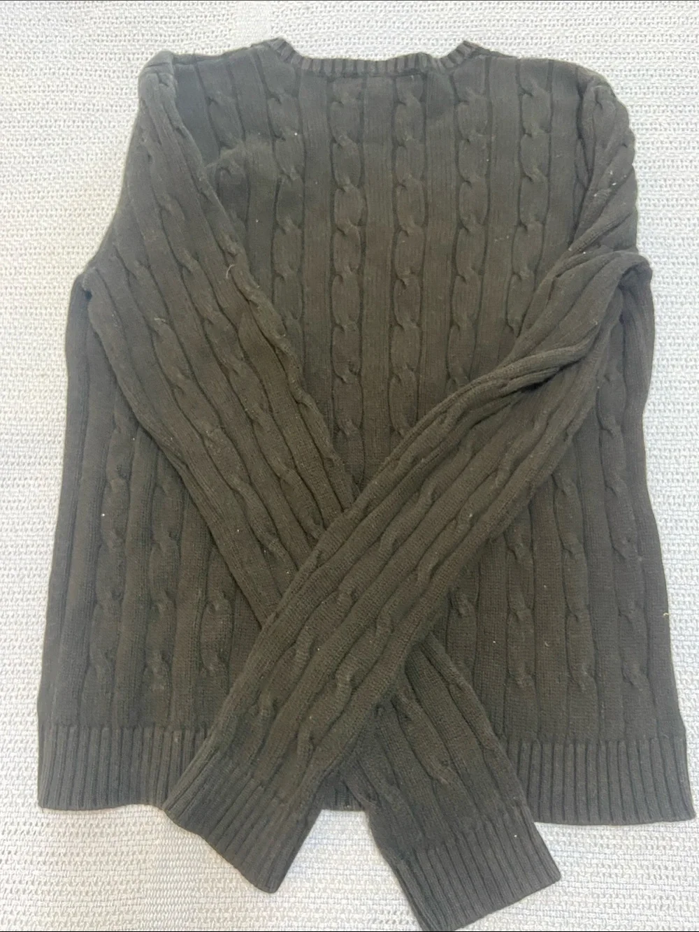 Chaps Black Cable Knit V-Neck Sweater